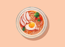 手绘叉烧蛋面