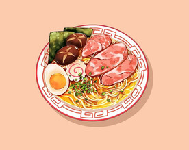 手绘火腿蛋碟头面