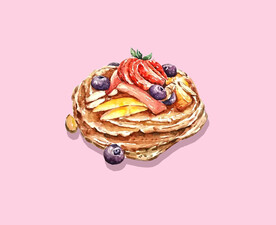 手绘草莓蓝莓派