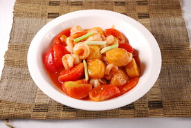 番茄豆腐虾球煲