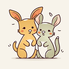 可爱袋鼠卡通画儿童插画