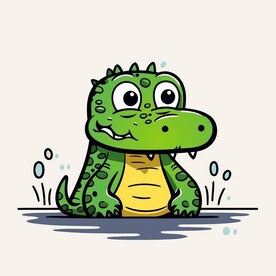 可爱鳄鱼卡通画儿童插画