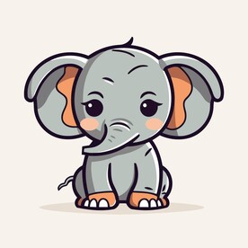 有趣小象卡通儿童插画