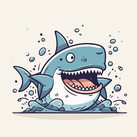 有趣鲨鱼卡通儿童插画