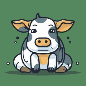 有趣奶牛卡通儿童插画