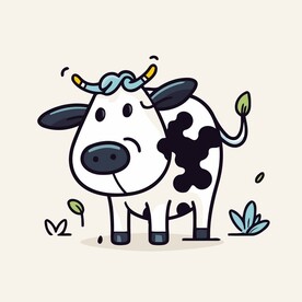 有趣奶牛卡通儿童插画