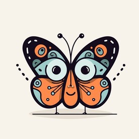 有趣蝴蝶卡通儿童插画