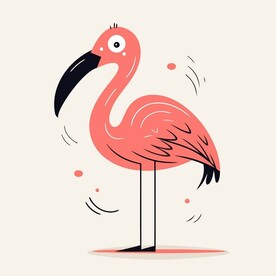 有趣火烈鸟小鸟卡通儿童插画