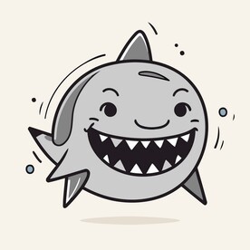 有趣鲨鱼卡通儿童插画