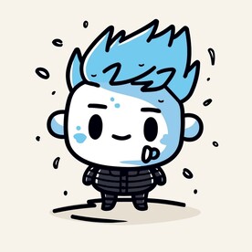 有趣蓝发男孩卡通儿童插画