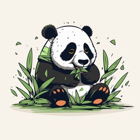 有趣熊猫卡通儿童插画