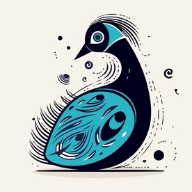 有趣孔雀小鸟卡通儿童插画