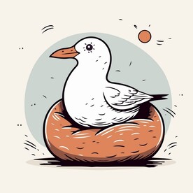 有趣海鸥小鸟卡通儿童插画