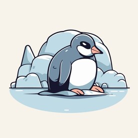 有趣企鹅卡通儿童插画