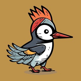 有趣啄木鸟小鸟卡通儿童插画