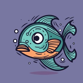 有趣金鱼卡通儿童插画