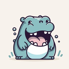 有趣河马卡通儿童插画