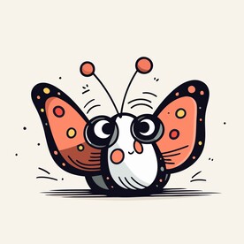 有趣蝴蝶卡通儿童插画