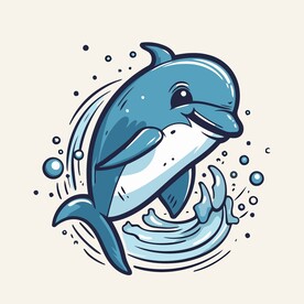 有趣海豚卡通儿童插画