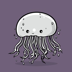 有趣水母卡通儿童插画