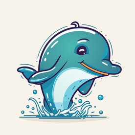 有趣海豚卡通儿童插画
