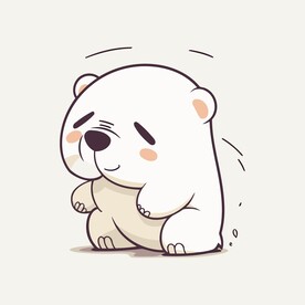 有趣白熊卡通儿童插画