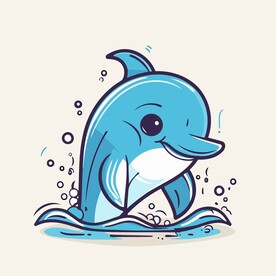 有趣海豚卡通儿童插画