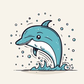 有趣海豚卡通儿童插画