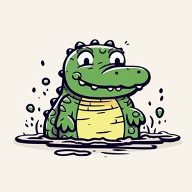 有趣鳄鱼卡通儿童插画