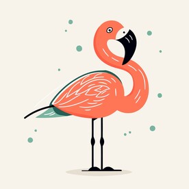 有趣火烈鸟卡通儿童插画