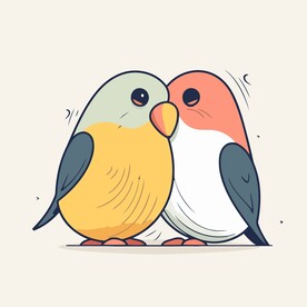 有趣牡丹鹦鹉小鸟卡通儿童插画