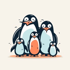 有趣企鹅卡通儿童插画