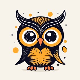 有趣猫头鹰卡通儿童插画