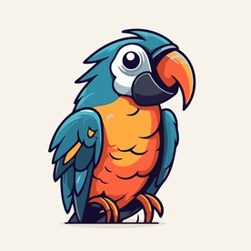 有趣鹦鹉卡通儿童插画