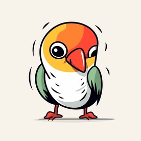 有趣牡丹鹦鹉卡通儿童插画