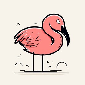 有趣火烈鸟卡通儿童插画