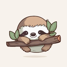 有趣树懒卡通儿童插画