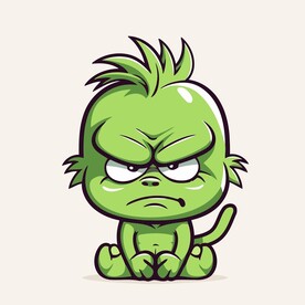 有趣绿魔卡通儿童插画