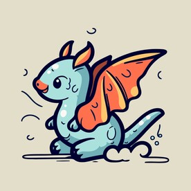 有趣飞龙卡通儿童插画