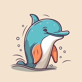 有趣海豚卡通儿童插画