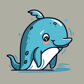 有趣海豚卡通儿童插画