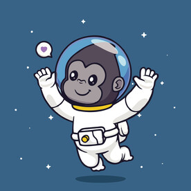 有趣猴子宇航员卡通儿童插画