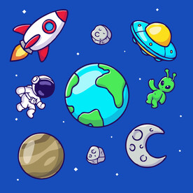 有趣宇航员卡通儿童插画