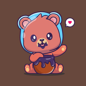 有趣小熊宇航员卡通儿童插画