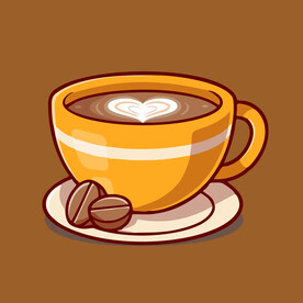 有趣爱心咖啡卡通儿童插画