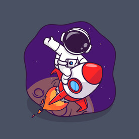 有趣宇航员卡通儿童插画