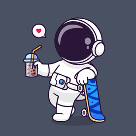 有趣宇航员卡通儿童插画