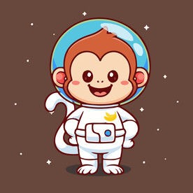 有趣小猴宇航员卡通儿童插画