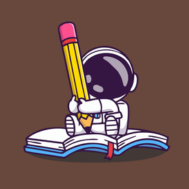 有写笔记的趣宇航员卡通儿童插画