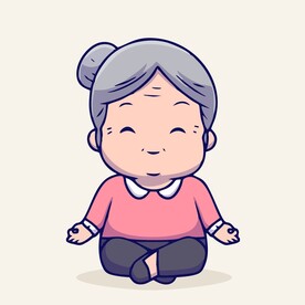 可爱老奶奶卡通插画